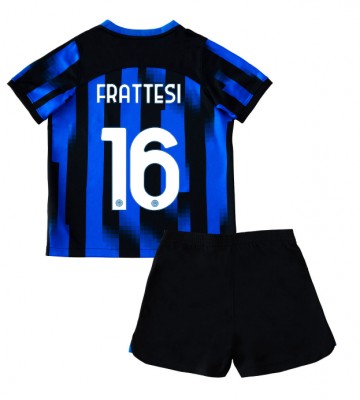 Inter Milan Davide Frattesi #16 Hjemmebanesæt Børn 2023-24 Kort ærmer (+ korte bukser)